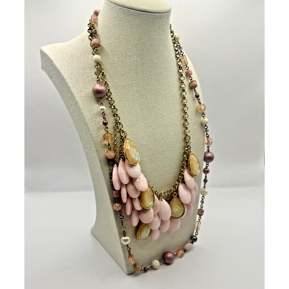 Pink Statement Necklace Bundle Teardrop & Beaded … - image 1